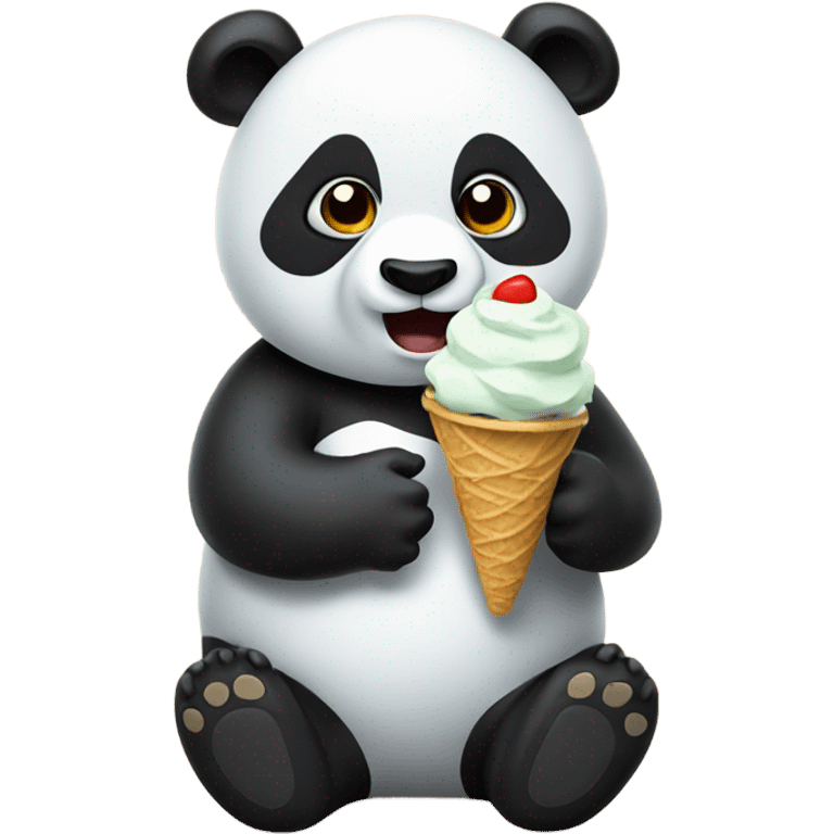 Panda eating ice cream emoji