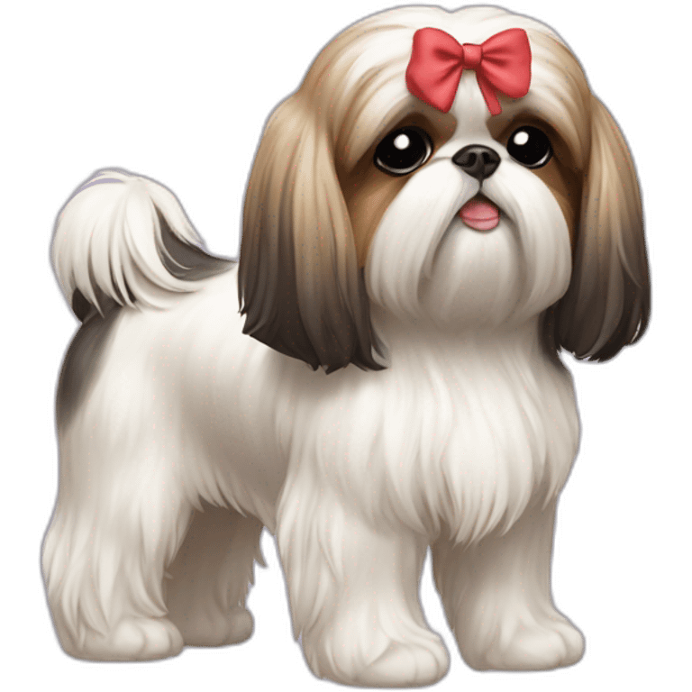 Dog Shih Tzu with a bow on head full-body emoji