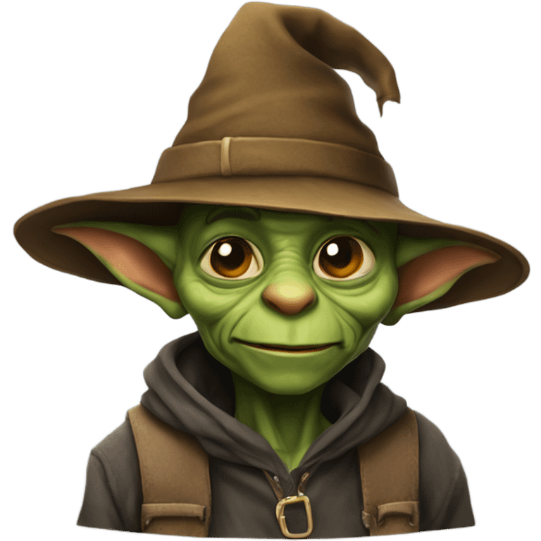 A goblin who sits at a computer and frames websites, he also has a hat like Harry Potter. emoji