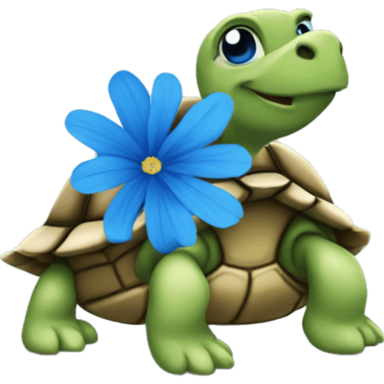 Turtle with a blue flower emoji