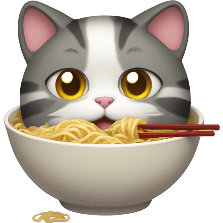 Fat kitty cat eating ramen emoji