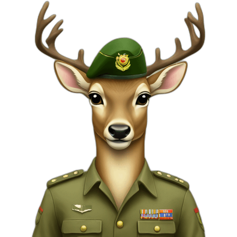 a deer in an IDF army uniform saluting emoji