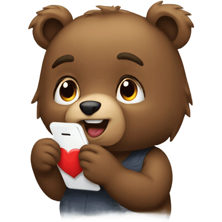 Bear texting her lover  emoji