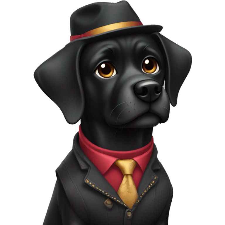 Black dog in New York outfit emoji