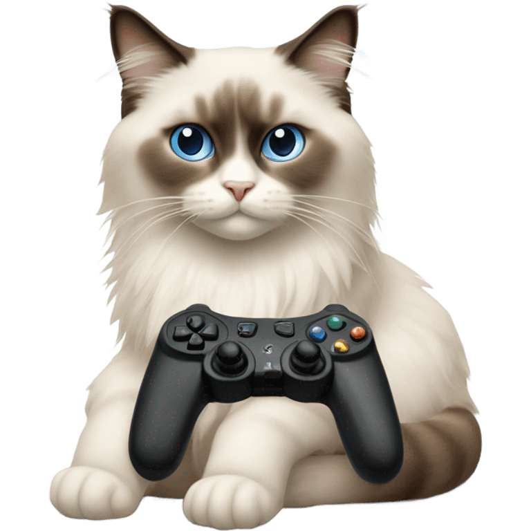 A Ragdoll Cat play video games emoji