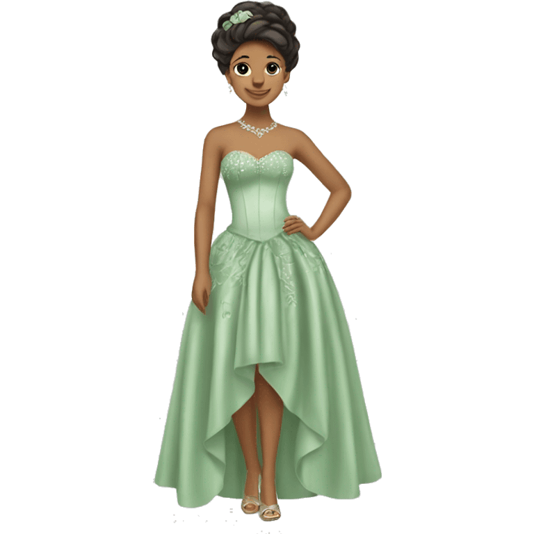 Quinceñera sage green dress emoji