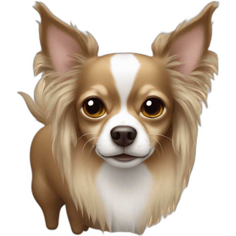 Long hair sand chihuahua with a bison emoji