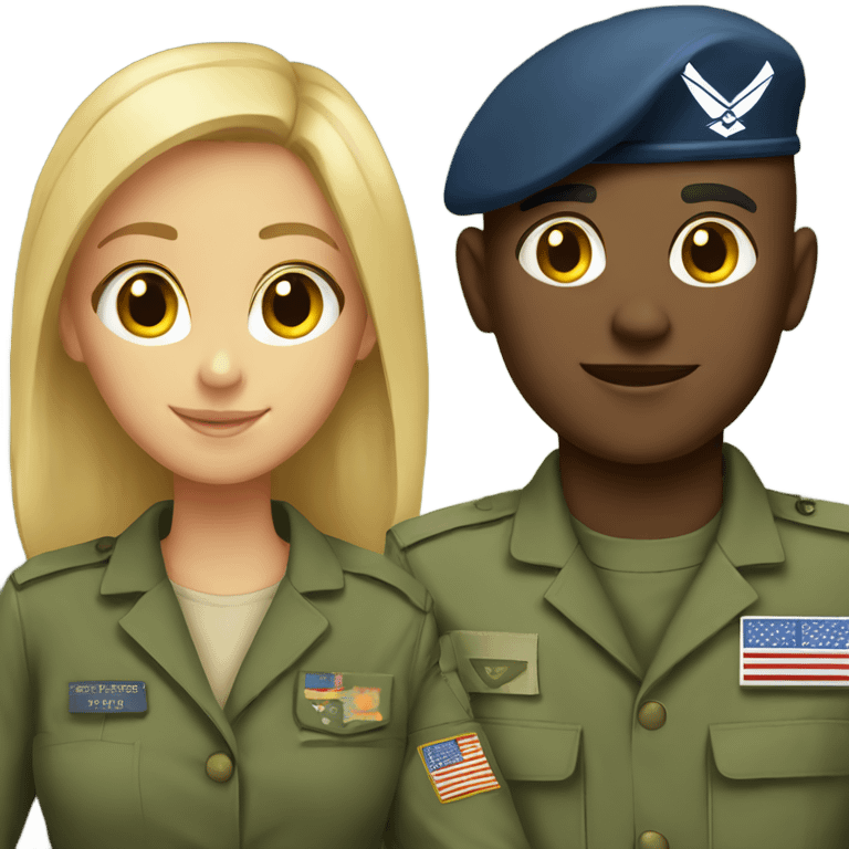 Army girl and airforce boy emoji