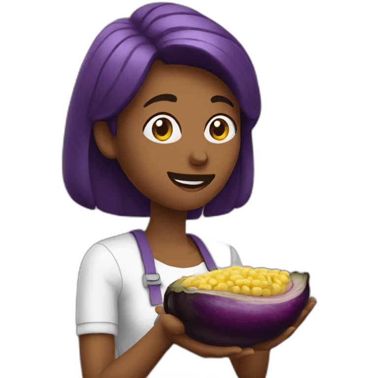 Woman eating eggplant emoji