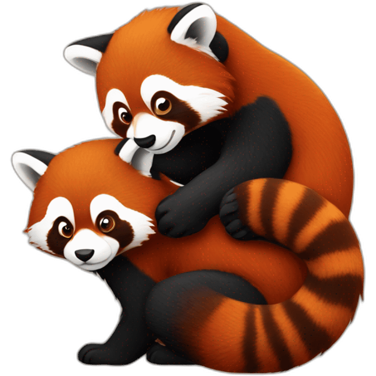 Two hugging red pandas emoji