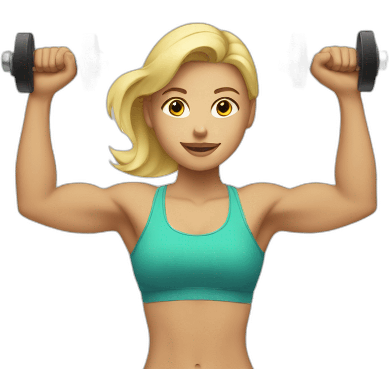 blonde girl lifting weights emoji