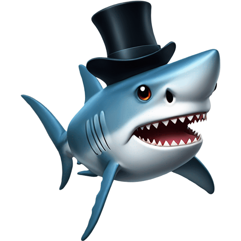 Shark with a top hat emoji