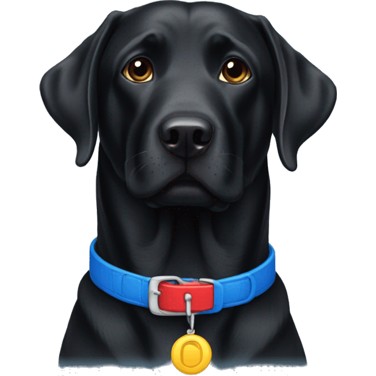 black labradors, 2, red collar, blue collar. emoji