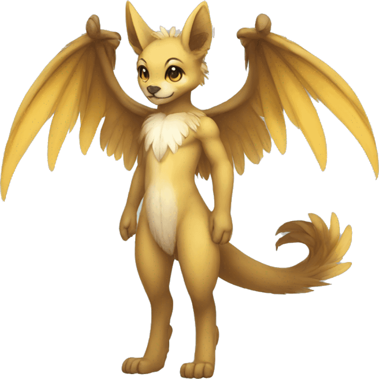 Anthro shy winged animal hybrid full body emoji