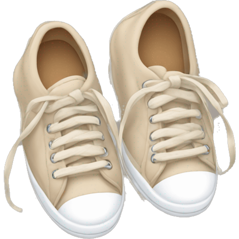 cozy beige sneakers with untied laces emoji