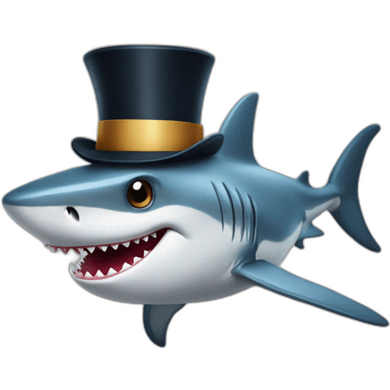 Shark with a top hat emoji