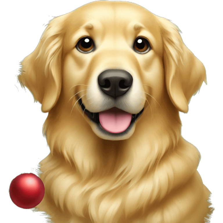 christmas golden retriever with christmas tree  emoji