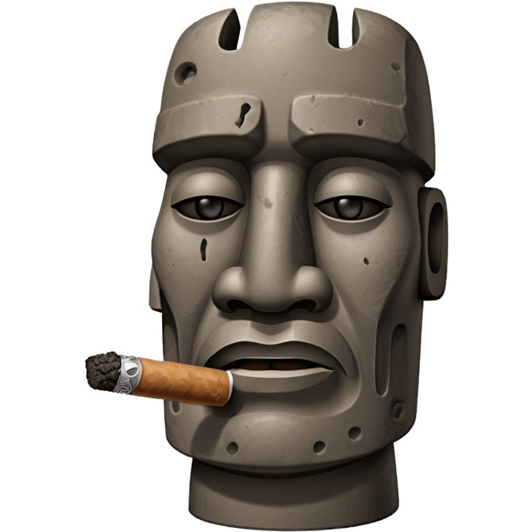 a moai face, smoking a big blunt emoji