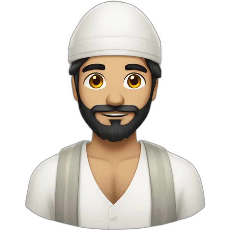 pakistani man with white prayer hat and messy black beard fursona emoji