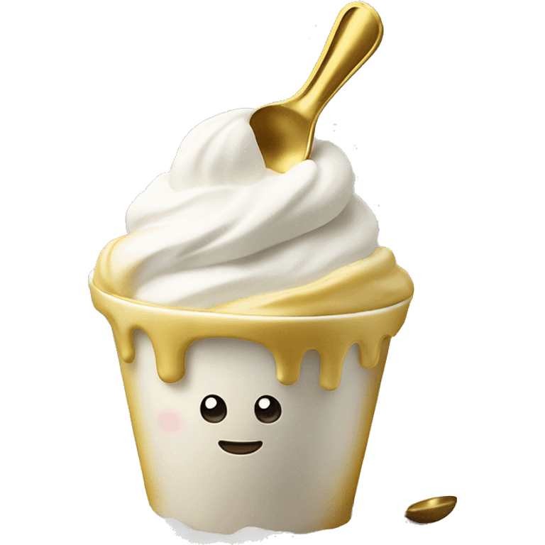 frozen yogurt in a cup with a golden spoon  emoji