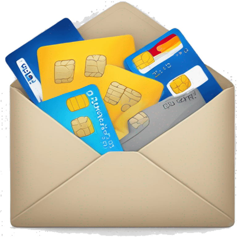 Opened mail with 3 debit cards inside emoji