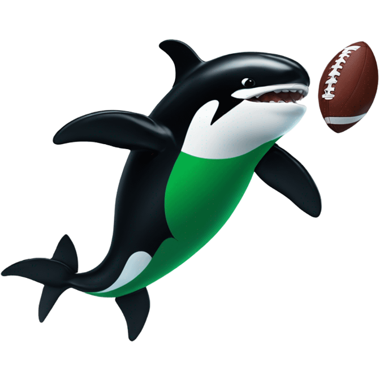 Orca wearing a green football jersey, flexing muscles  emoji