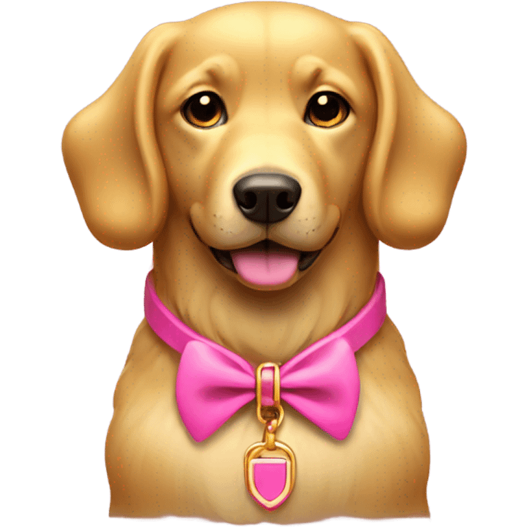 Golden dog with pink collar emoji