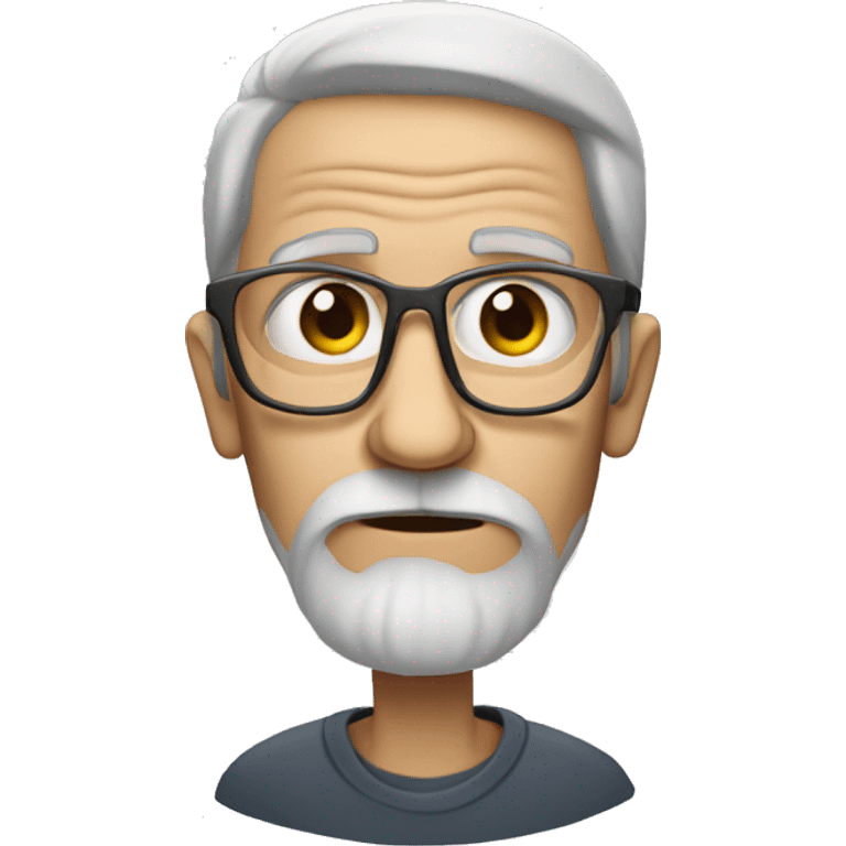 Bearded skinny old man with glases, skinnier, grey beard, longer hair, grumpy, skinierrr emoji