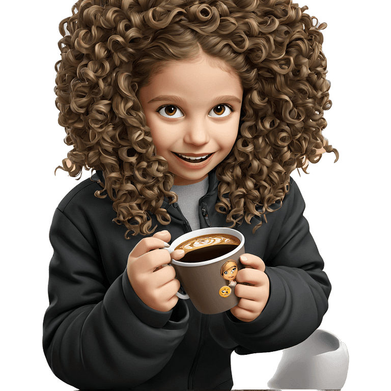 smiling girl with coffee cup emoji