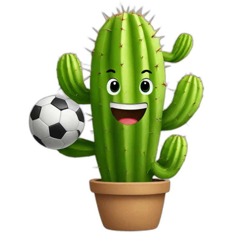 Cactus is playing soccer emoji