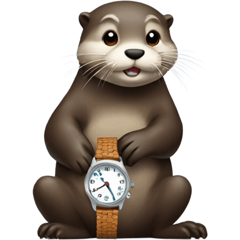 Otter looking at his watch emoji