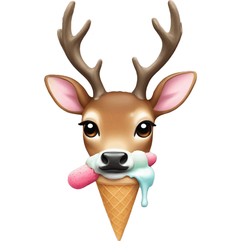 deer with ice cream on top of head emoji