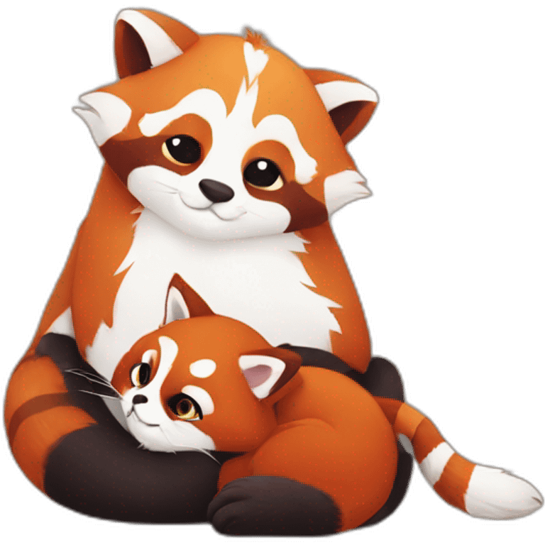 red-panda-cuddles-with-cat emoji