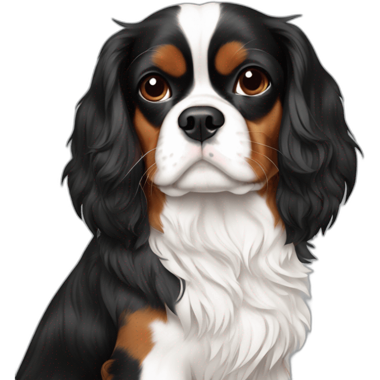 King Charles Cavalier Black Tan and White emoji