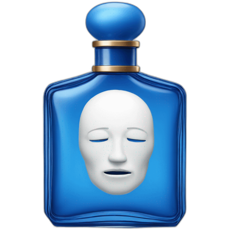 Perfume bottle in shape of a blue man's body emoji