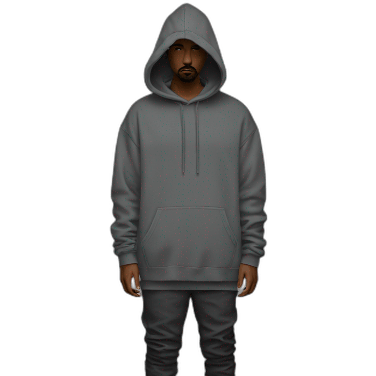 Yeezy hoodie oversized dark grey emoji