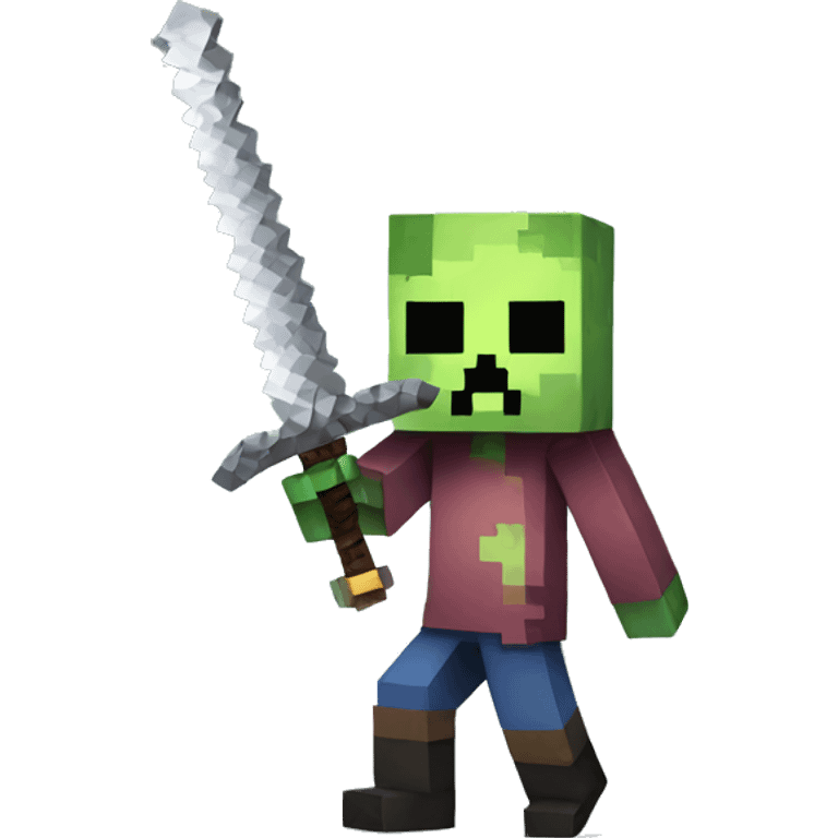 Minecraft zombie with a sword emoji