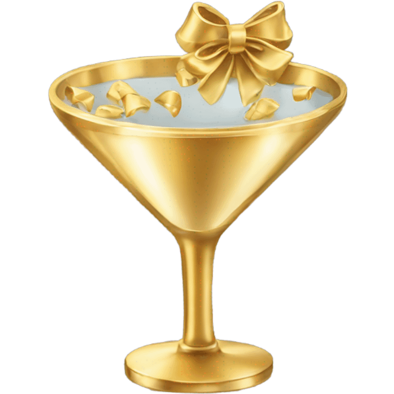 gold martini glass with tiny gold bows emoji