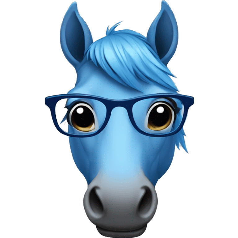 Blue horse with glasses emoji