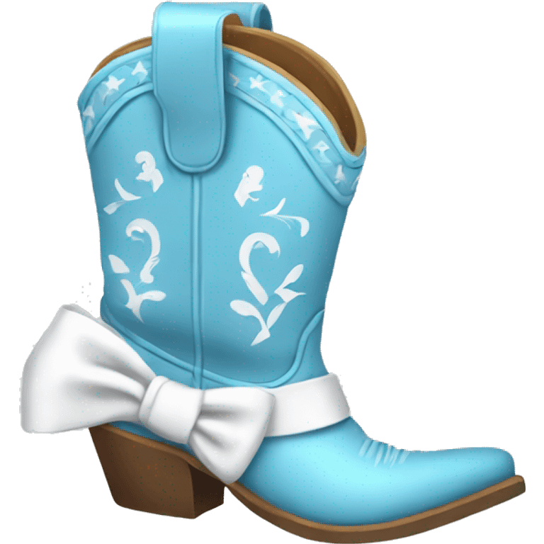 Light blue cowboy boots with a white bow emoji