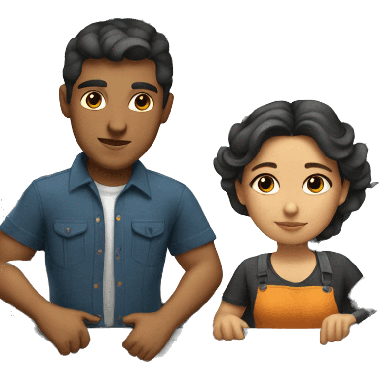 Mexican Boy and girl tow truck drivers together  emoji