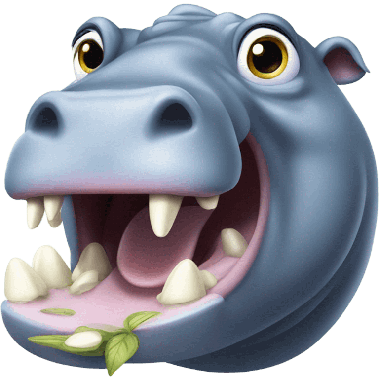 hippo chewing emoji