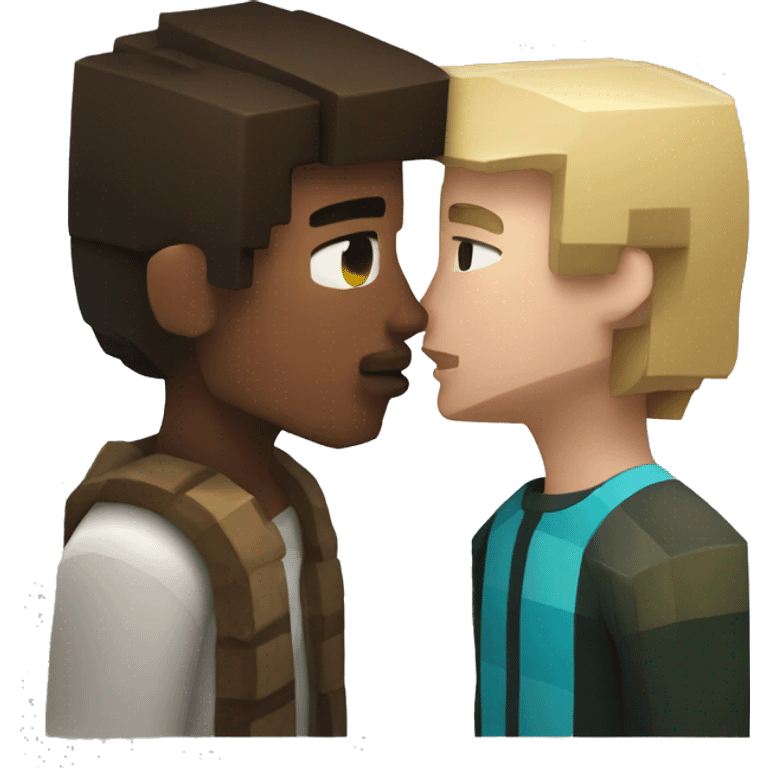 Steve from Minecraft kissing a boy emoji