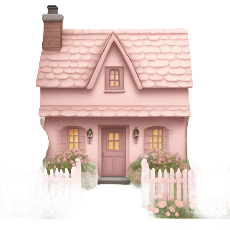 Pink cottage house emoji