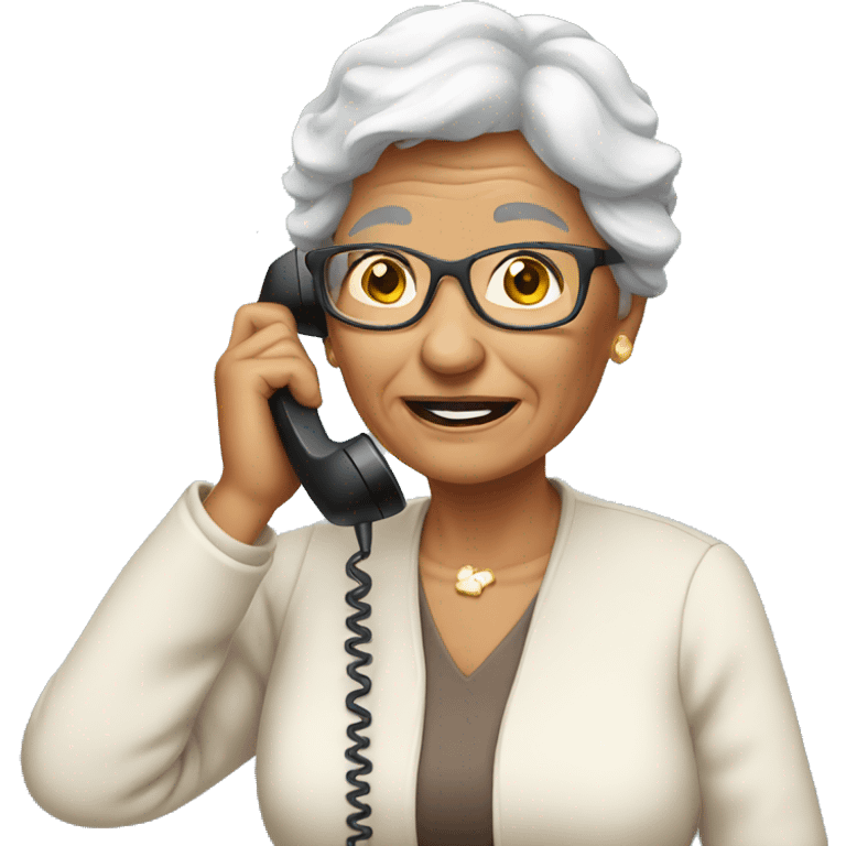 grandmother talking on phone emoji