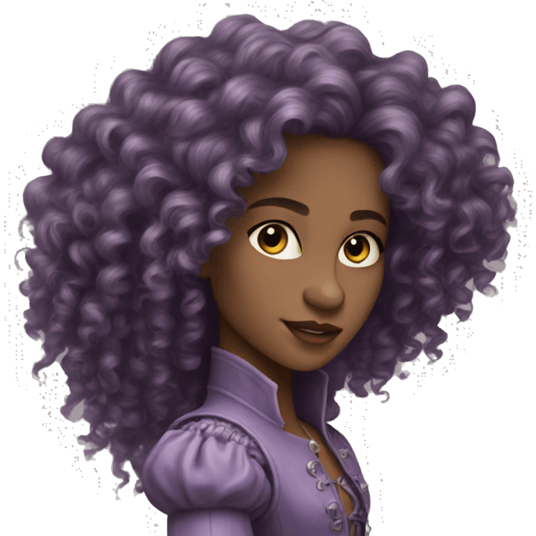 Three musketeers dark lilac women curly long hair emoji