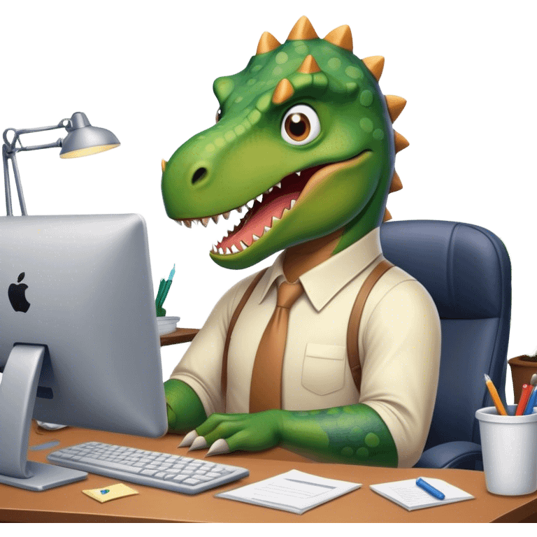 angry office dinosaur working late emoji