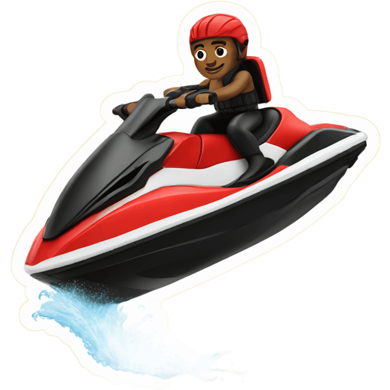 Man riding on a red and black Jetski emoji