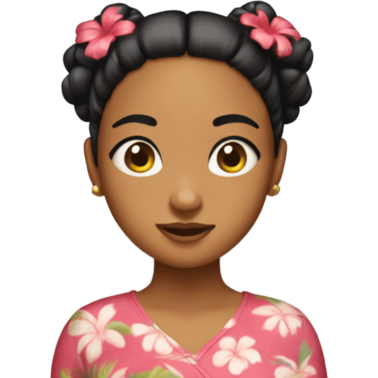 Hawaiian girl with y2k buns emoji