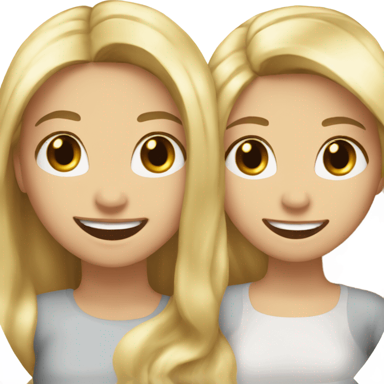 Real happy Brunette hair friend and a blonde hair friend  emoji